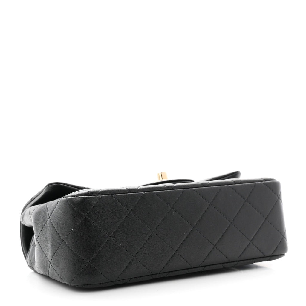 Lambskin Quilted Mini Rectangular Flap Black