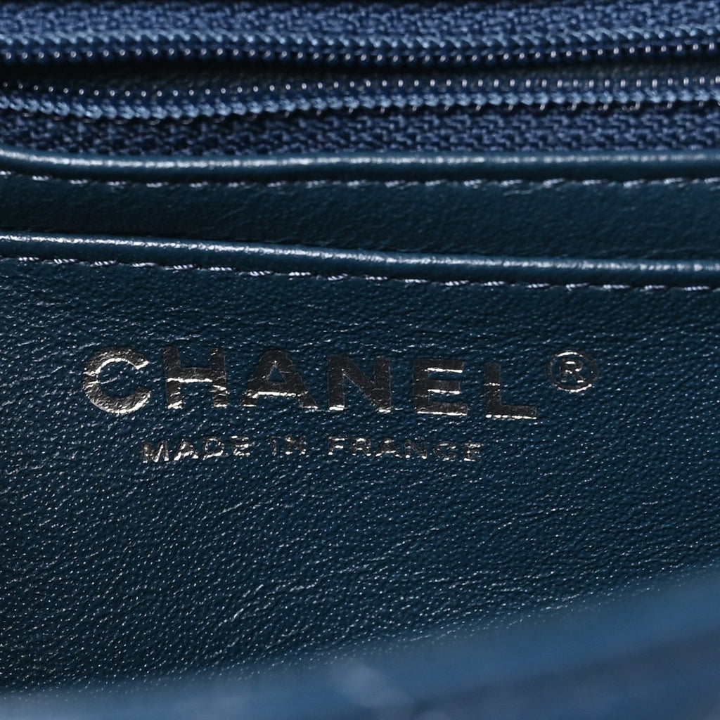 Lambskin Quilted Mini Square Flap Navy