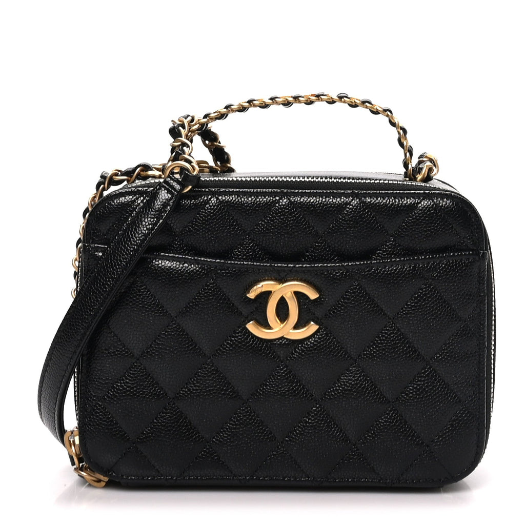 Caviar Quilted Small Pick Me Up Vanity Case Black