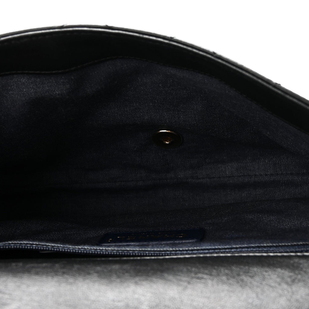 Lambskin Quilted Resin Bi-Color Chain Flap Bag Black