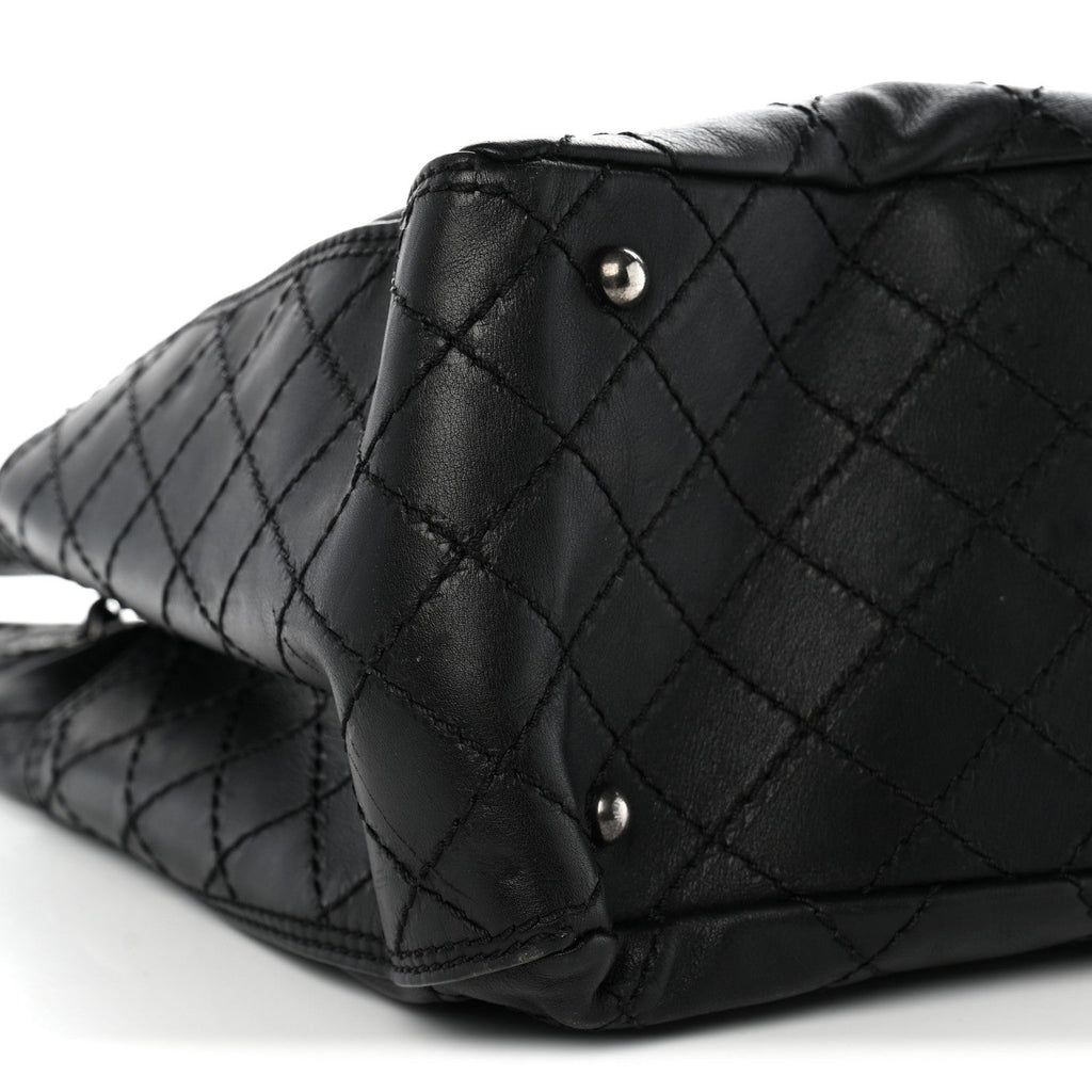 Grained Calfskin CC Pocket Tote Black