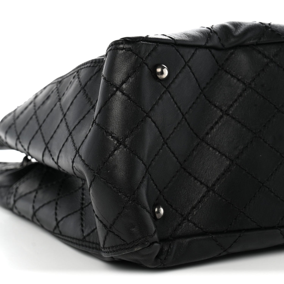 Grained Calfskin CC Pocket Tote Black