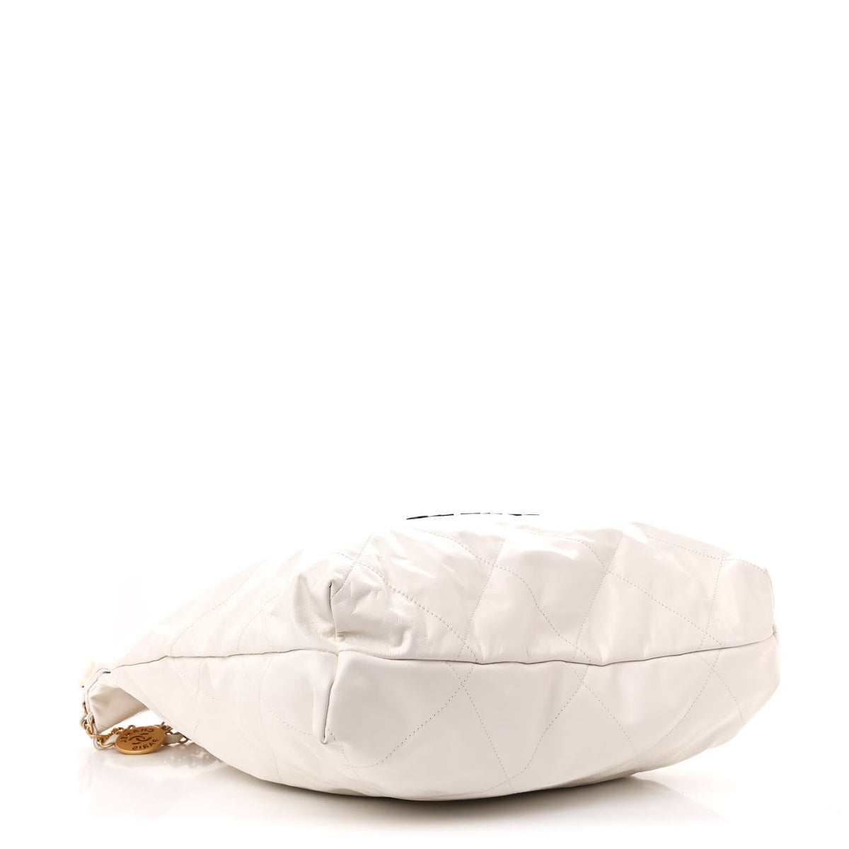 Shiny Calfskin Quilted Large Chanel 22 White Black