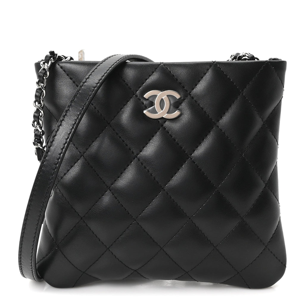 Lambskin Quilted Uniform Crossbody Bag Black
