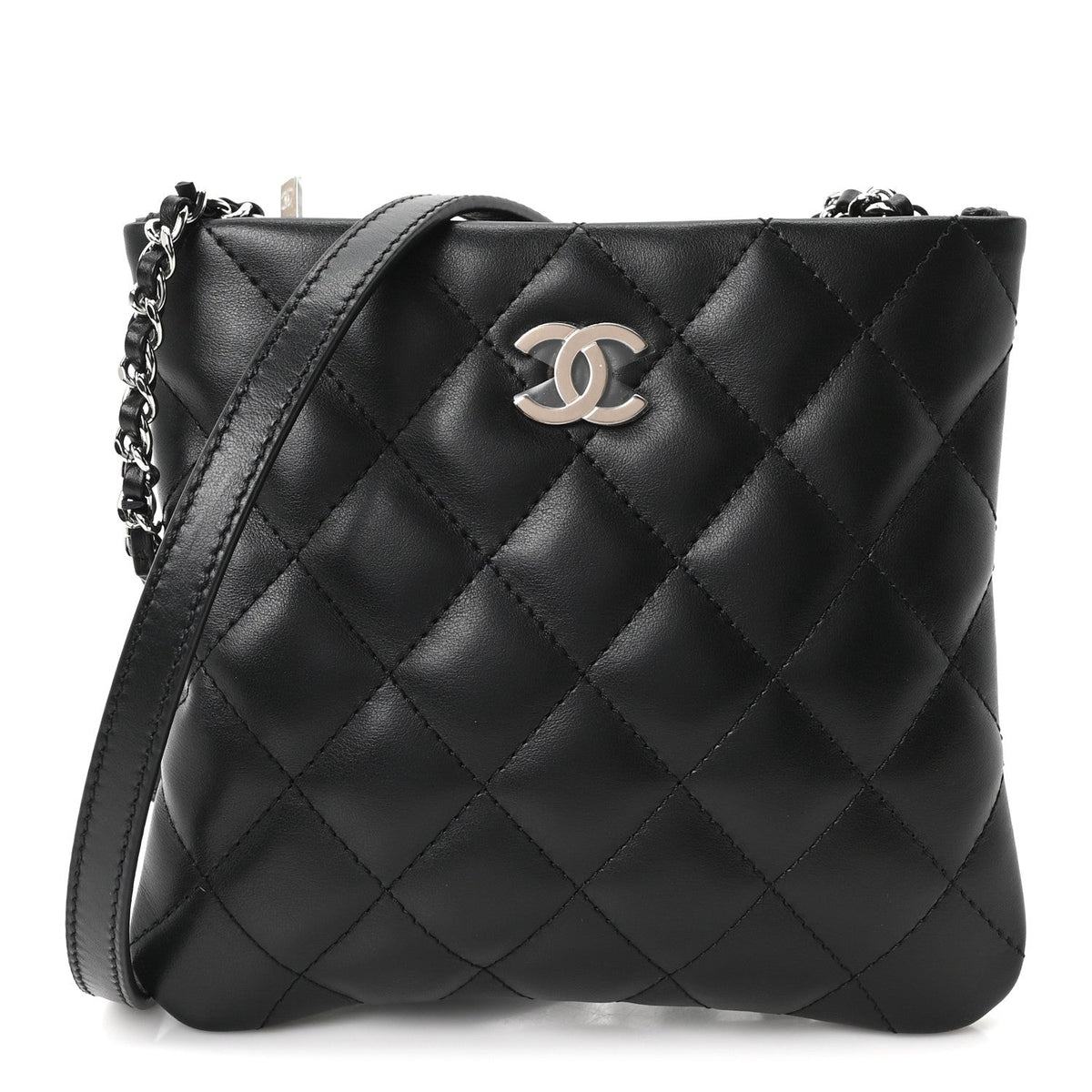 Lambskin Quilted Uniform Crossbody Bag Black