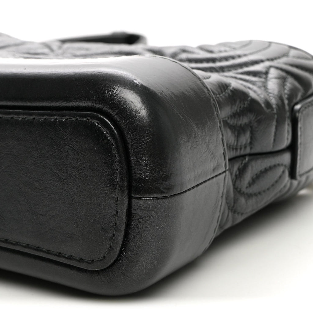 Aged Calfskin CC Quilted Small Gabrielle Hobo Black