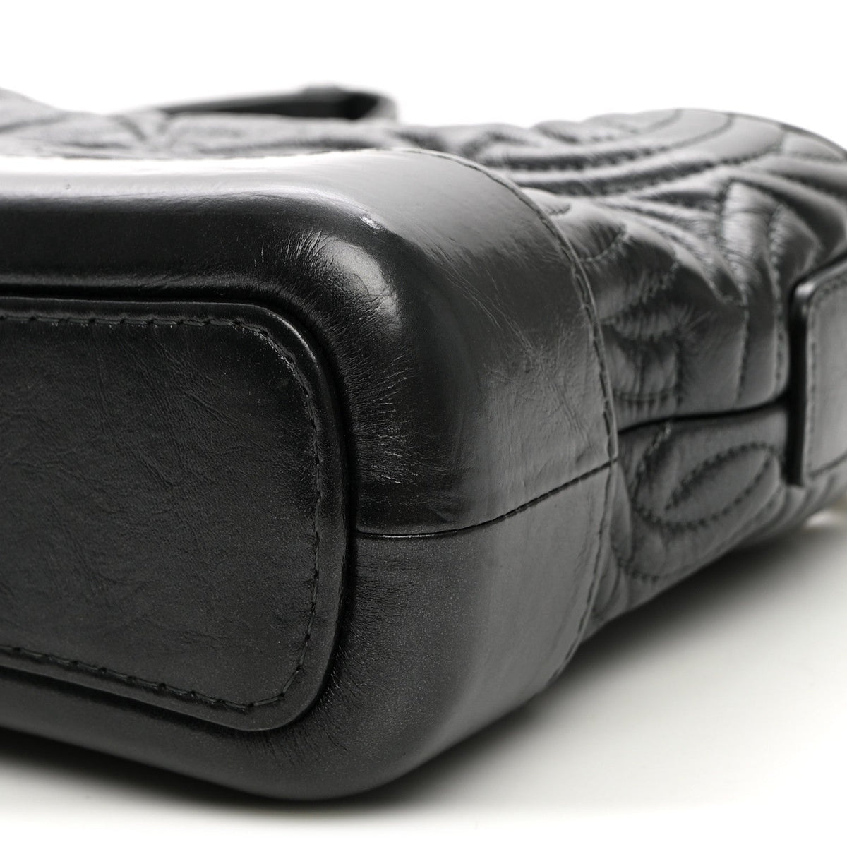 Aged Calfskin CC Quilted Small Gabrielle Hobo Black