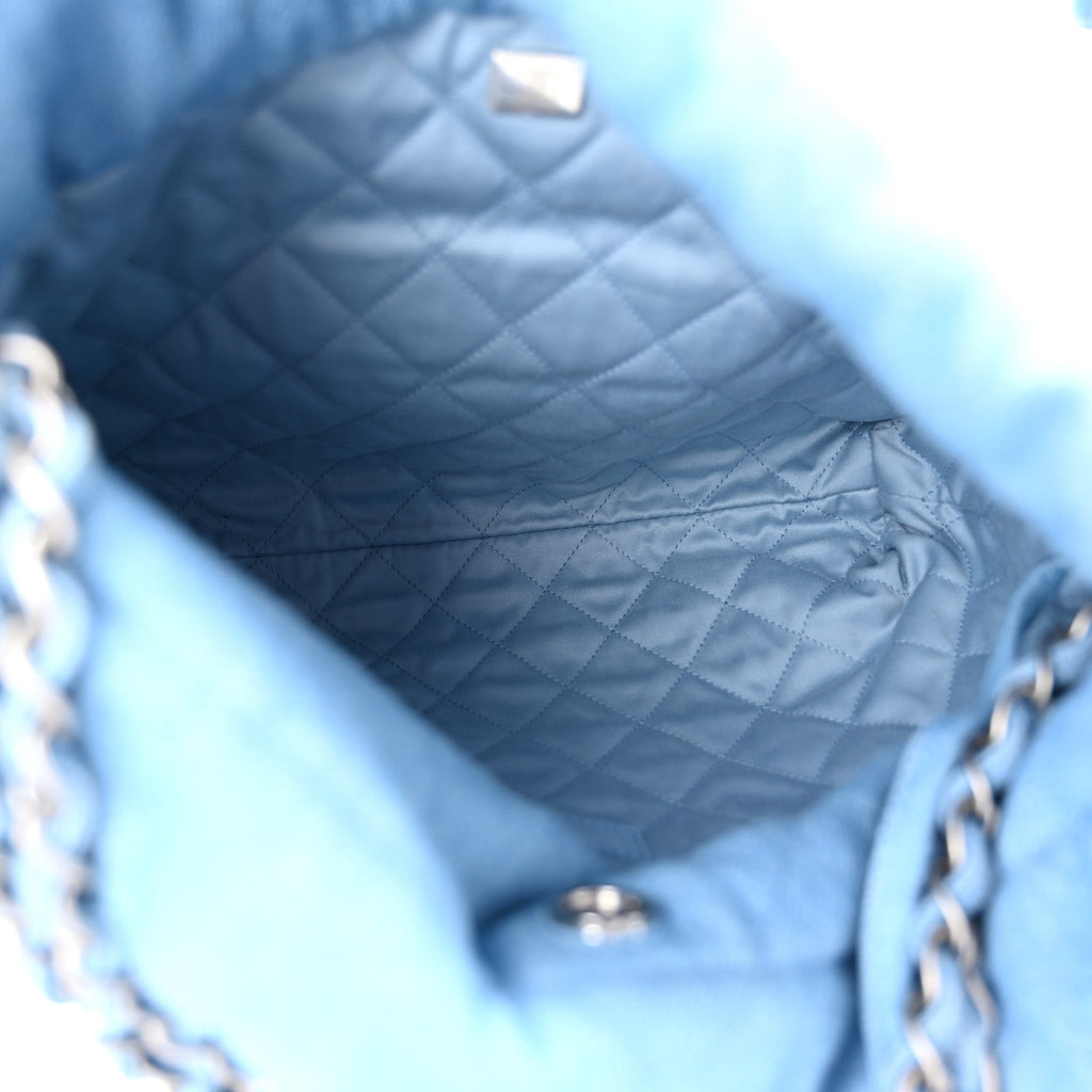 Denim Quilted Small Chanel 22 Light Blue