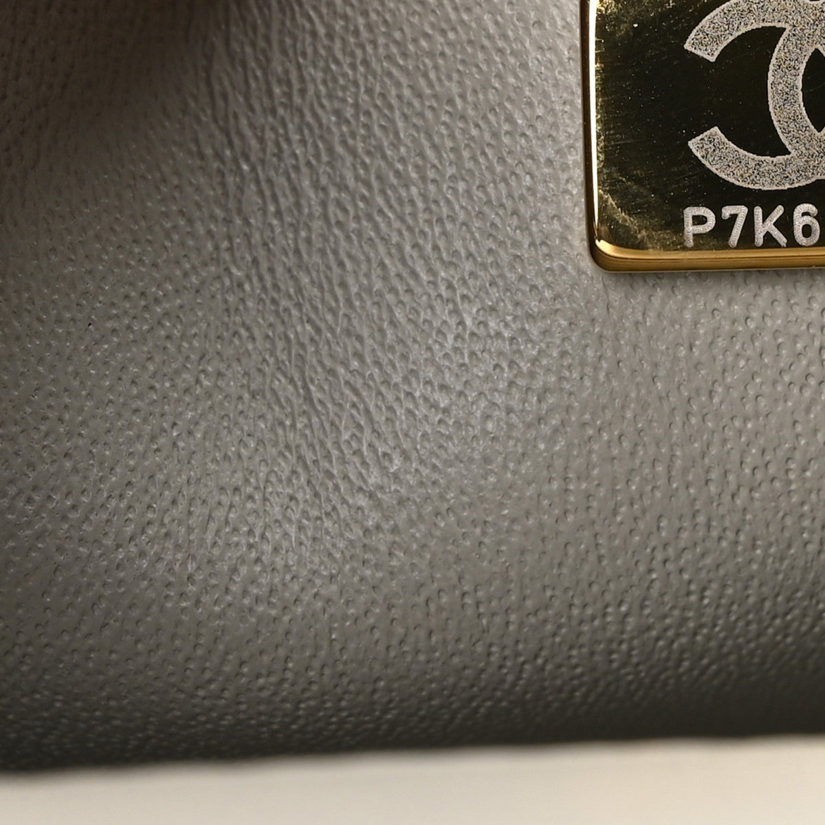 Lambskin Quilted Mini Rectangular Flap Grey