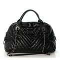 Aged Calfskin Chevron Medium Soft Bowling Bag Black