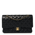 Caviar Quilted Medium Double Flap Black