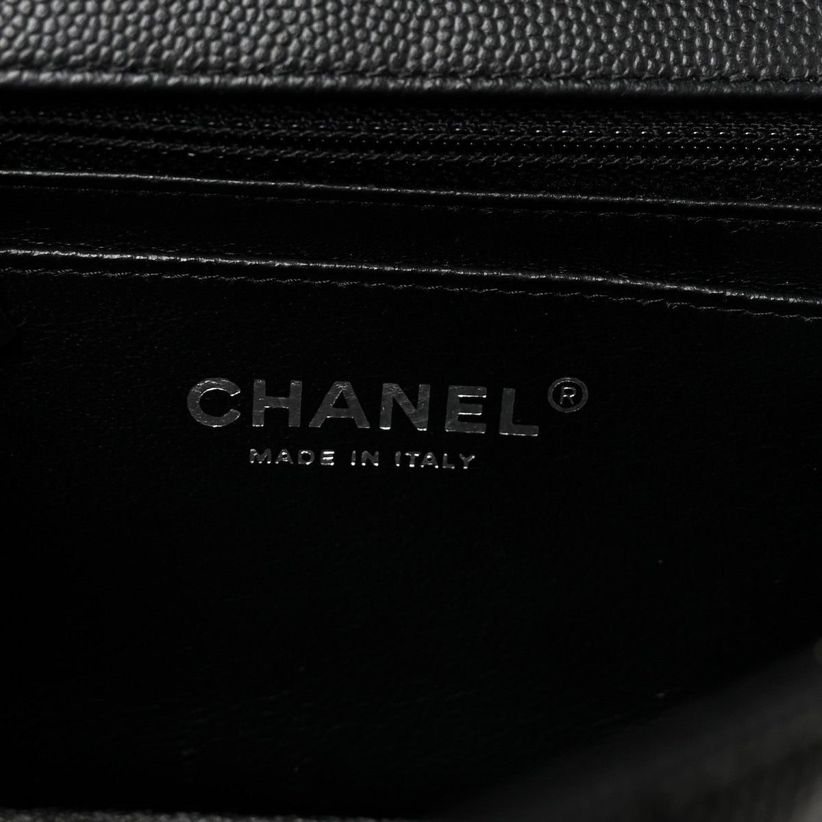 Caviar Chevron Quilted Mini Rectangular Flap Black