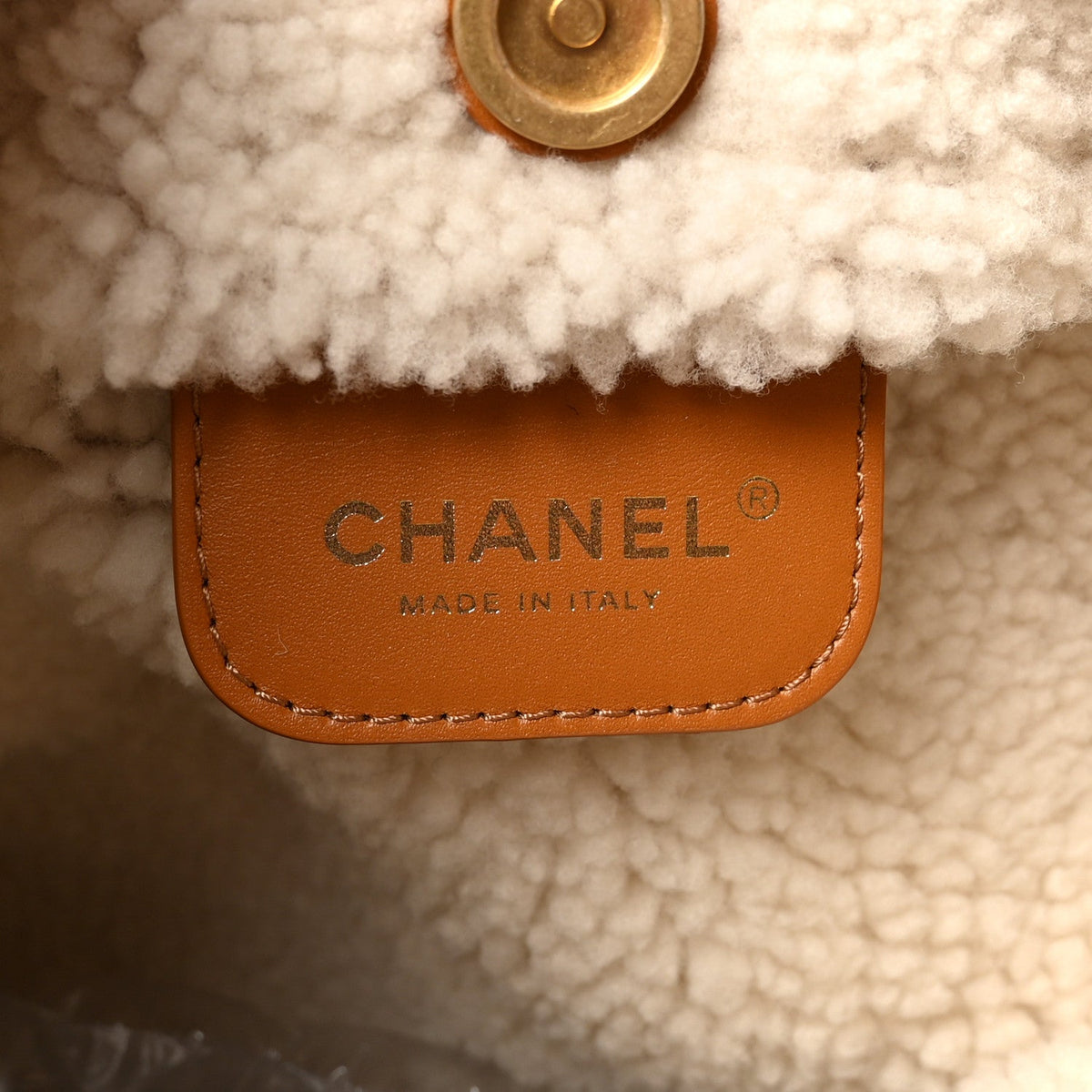 Suede Shearling Quilted Small Chanel 22 Brown White