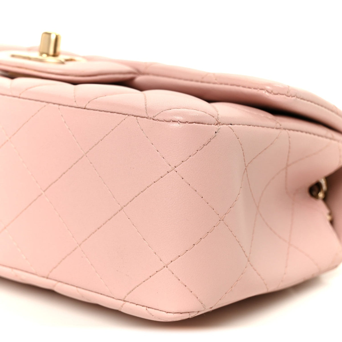Lambskin Quilted Mini Rectangular Flap Light Pink