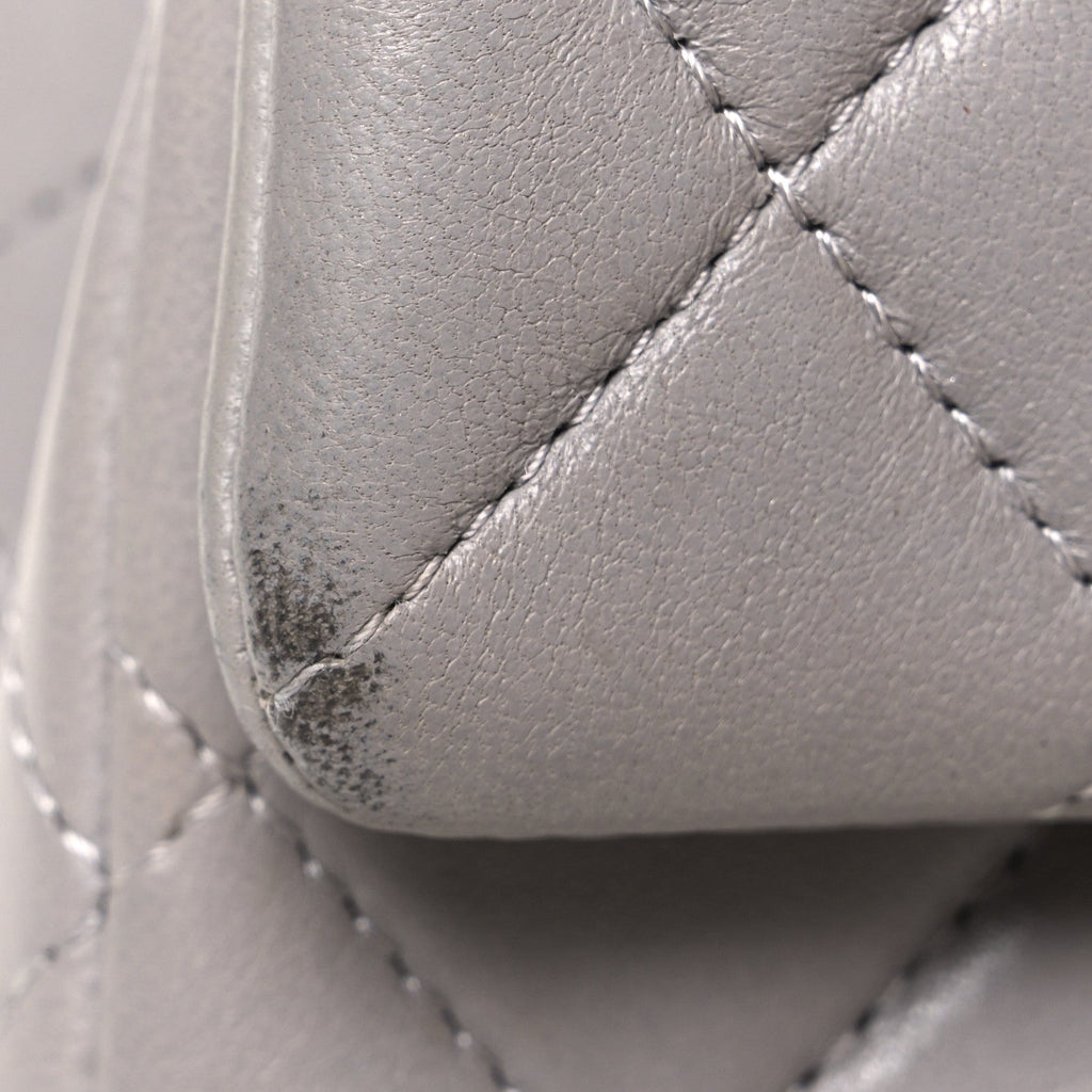 Lambskin Quilted Mini Rectangular Flap Grey