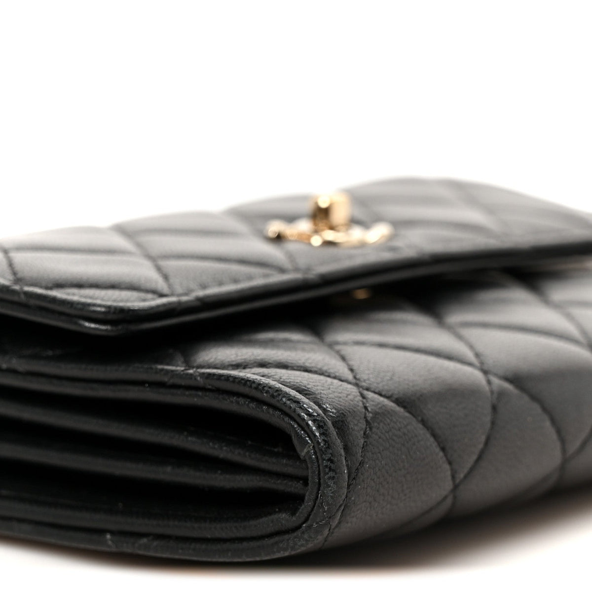 Lambskin Quilted Trendy CC Chain Clutch WOC Black
