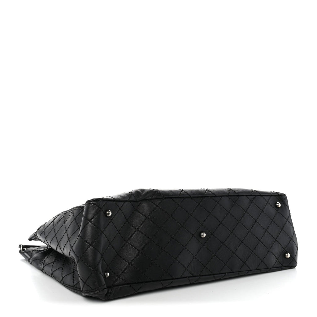 Grained Calfskin CC Pocket Tote Black