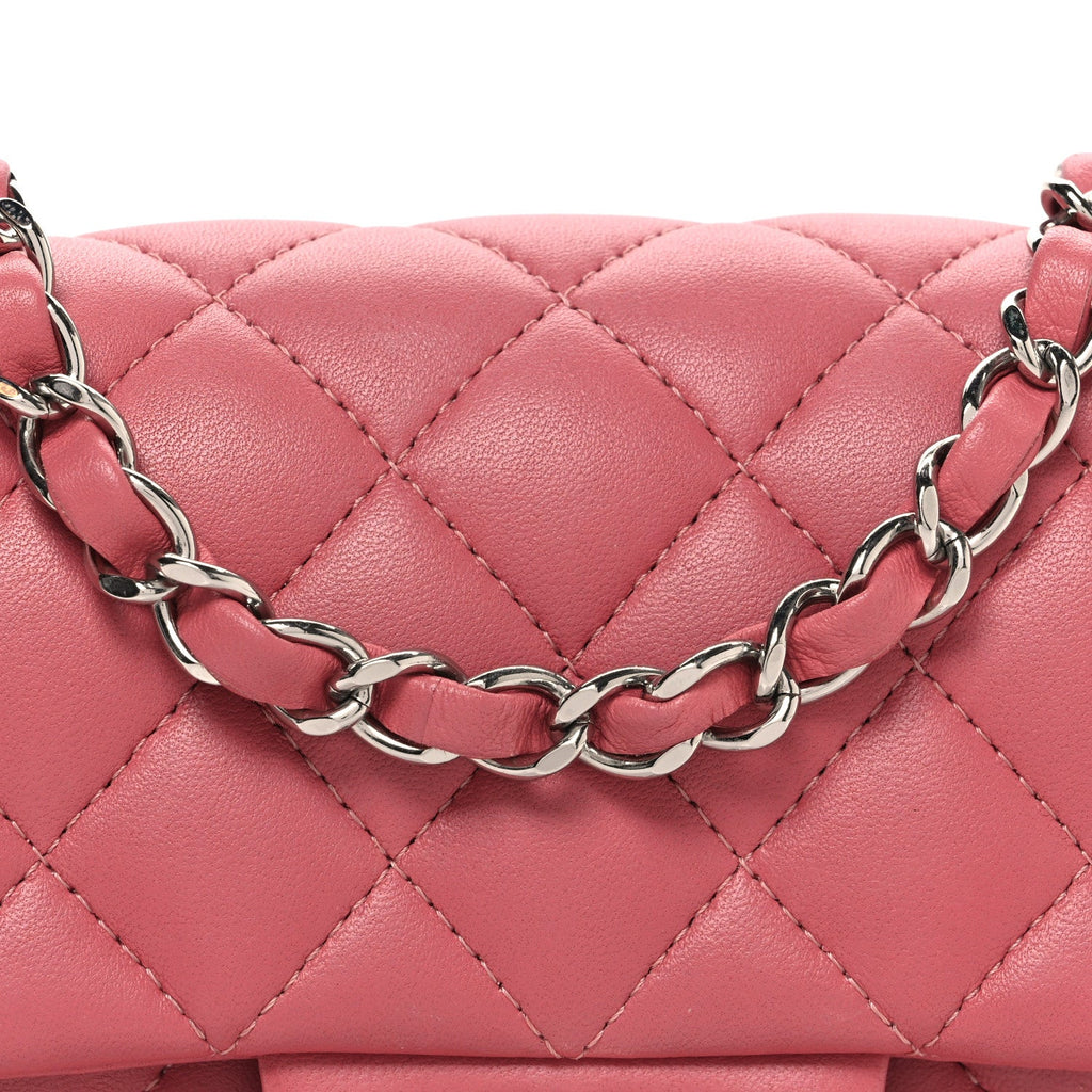 Lambskin Quilted Mini Rectangular Flap Pink