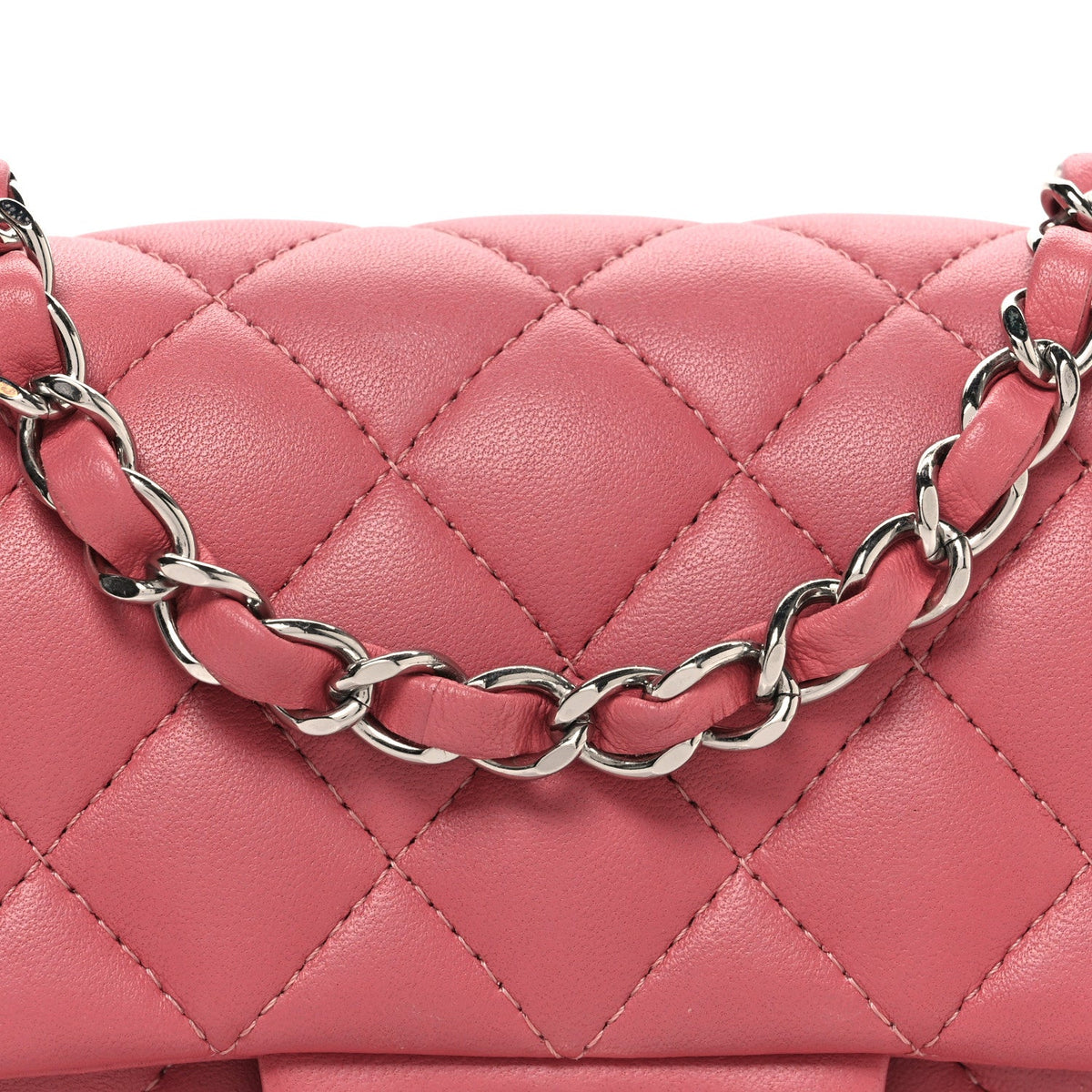 Lambskin Quilted Mini Rectangular Flap Pink
