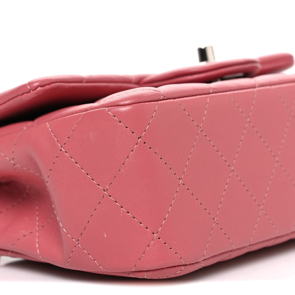 Lambskin Quilted Mini Rectangular Flap Pink