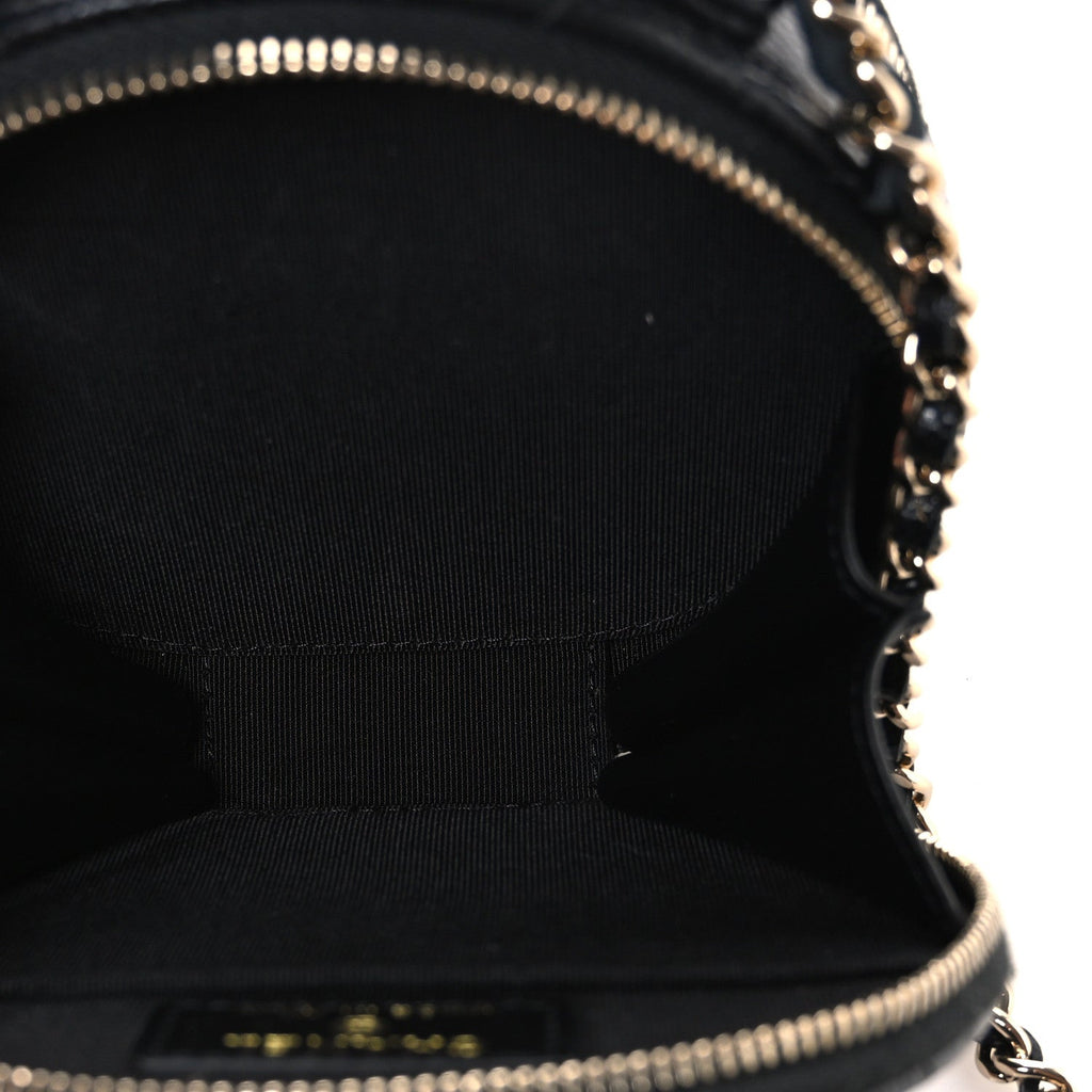 Caviar Quilted Round Handle With Care Vanity With Chain Black