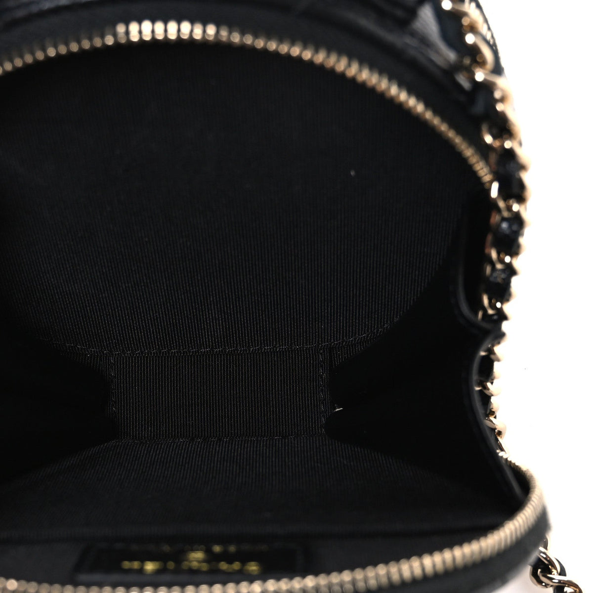 Caviar Quilted Round Handle With Care Vanity With Chain Black