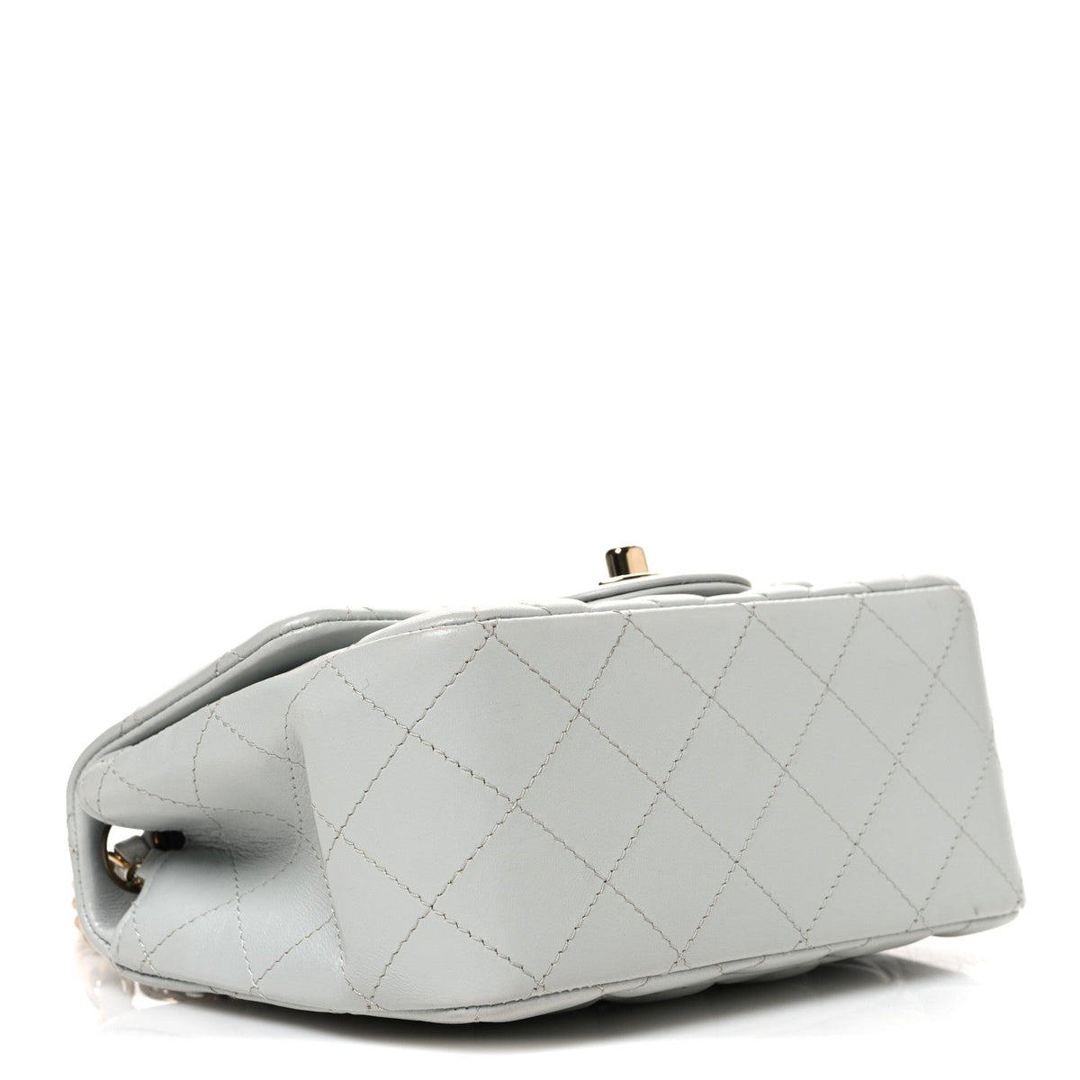 Lambskin Quilted Mini Square Flap Light Grey