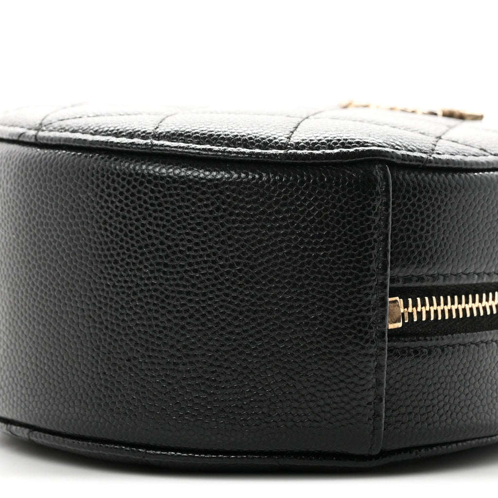 Caviar Quilted Gripoix CC Round Clutch With Chain Black