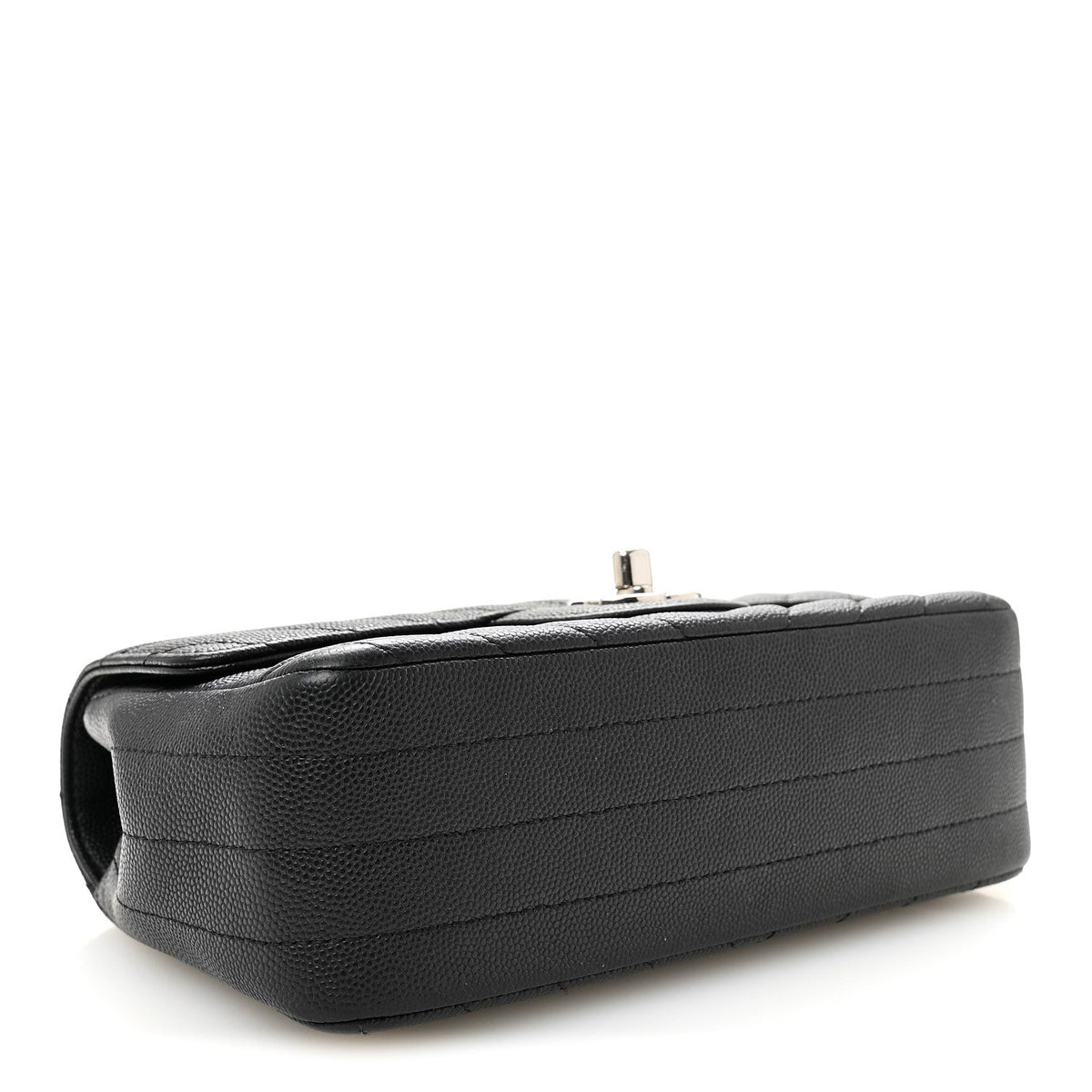 Caviar Chevron Quilted Mini Rectangular Flap Black