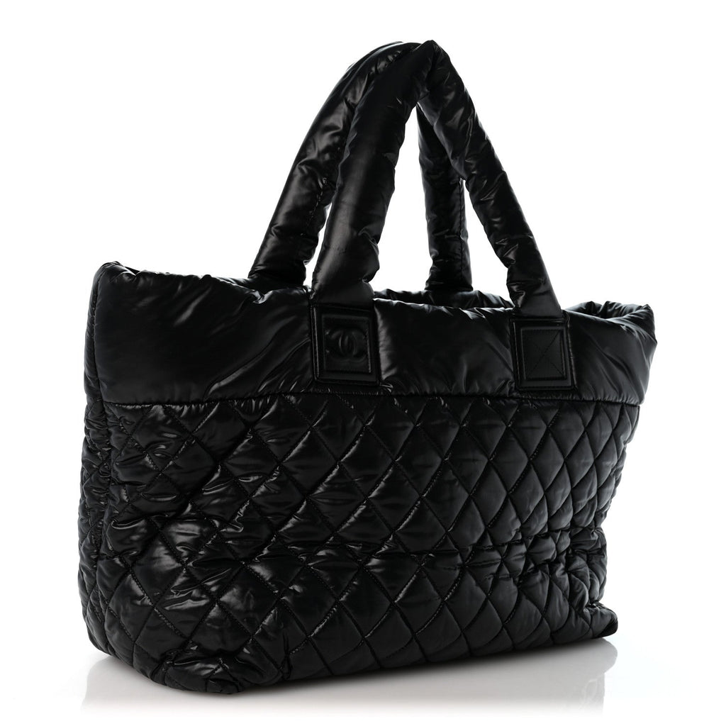 Nylon Quilted Large Coco Cocoon Tote Black
