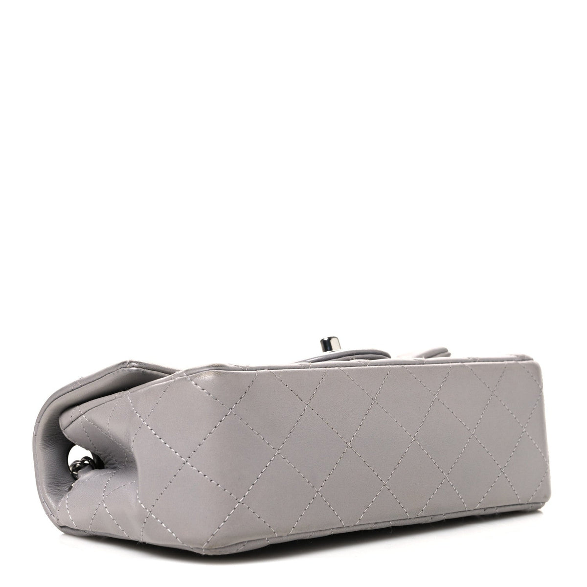 Lambskin Quilted Mini Rectangular Flap Grey