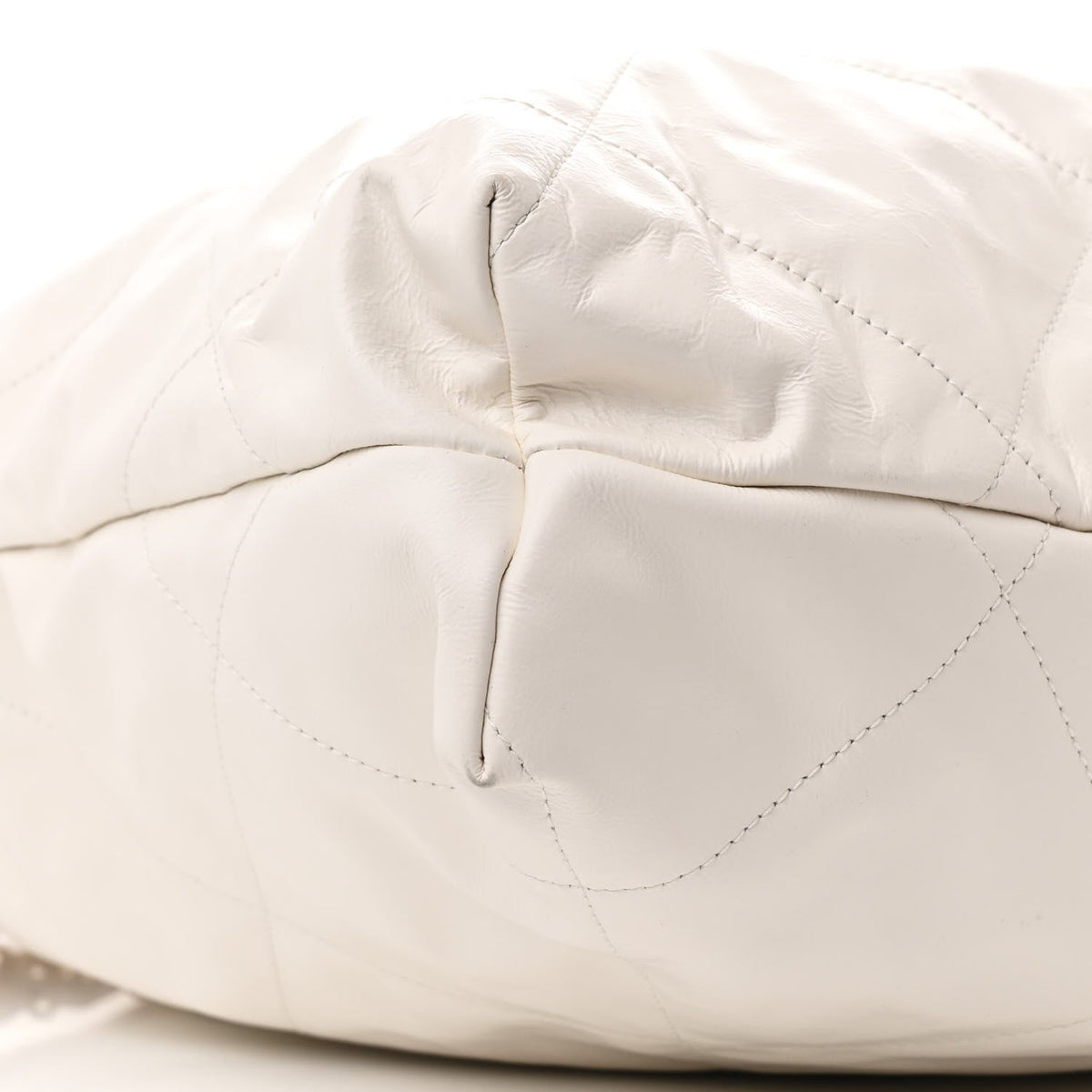 Shiny Calfskin Quilted Large Chanel 22 White Black