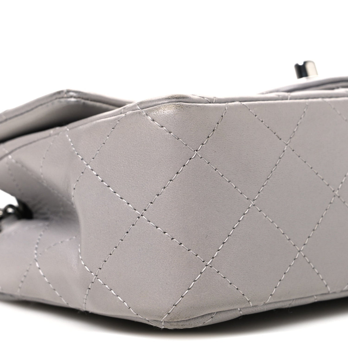 Lambskin Quilted Mini Rectangular Flap Grey