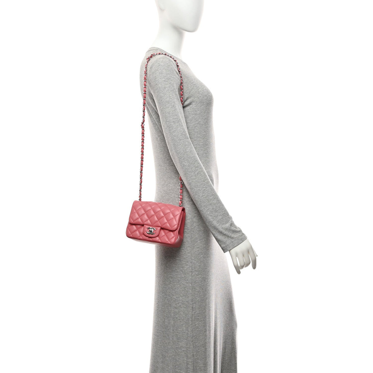 Lambskin Quilted Mini Square Flap Pink