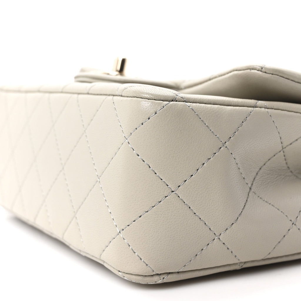 Lambskin Quilted Mini Rectangular Flap Grey