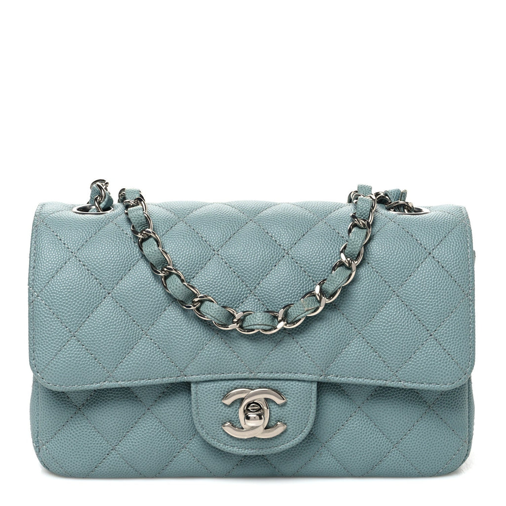 Caviar Quilted Mini Rectangular Flap Blue