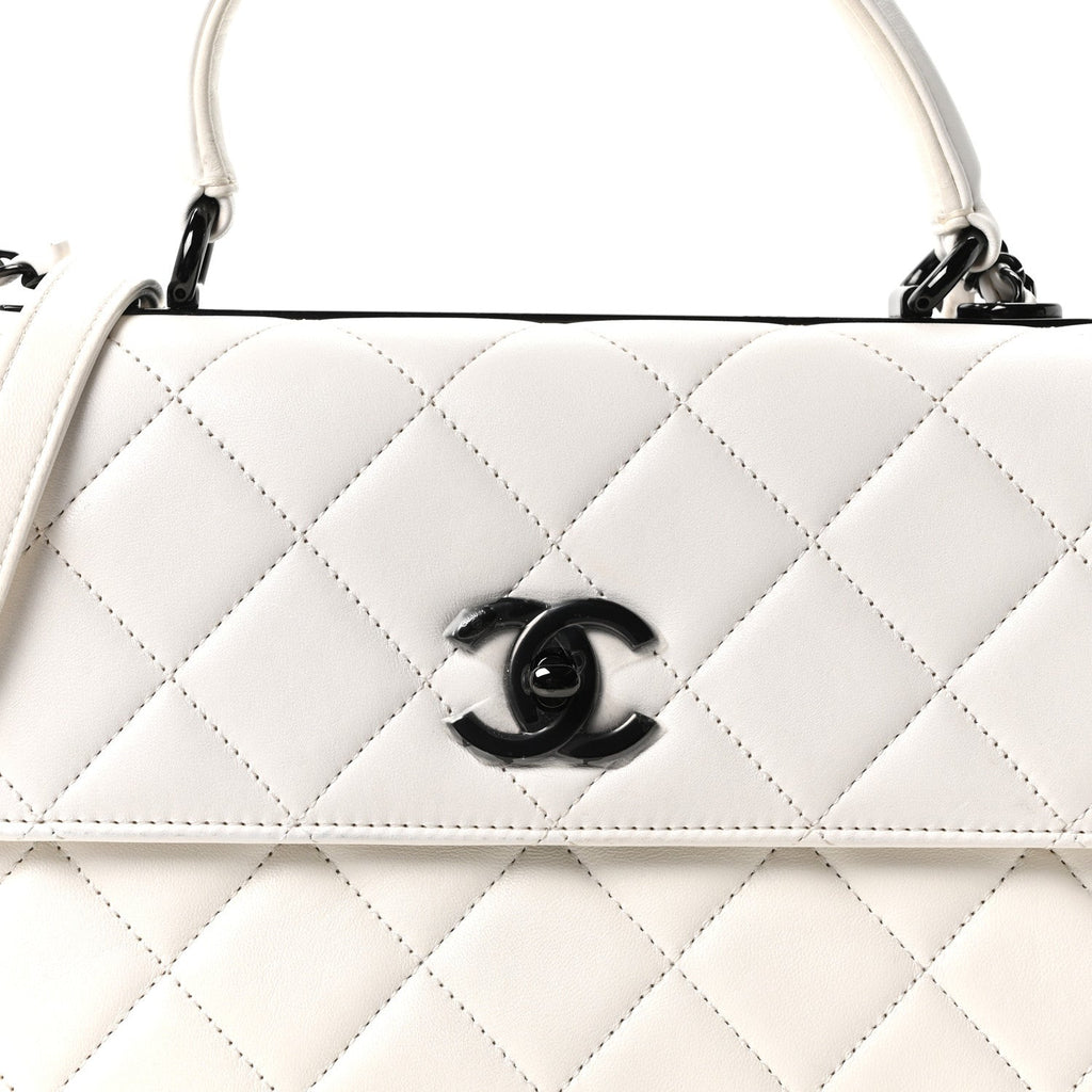 Lambskin Quilted Small Trendy CC Dual Handle Flap Bag White